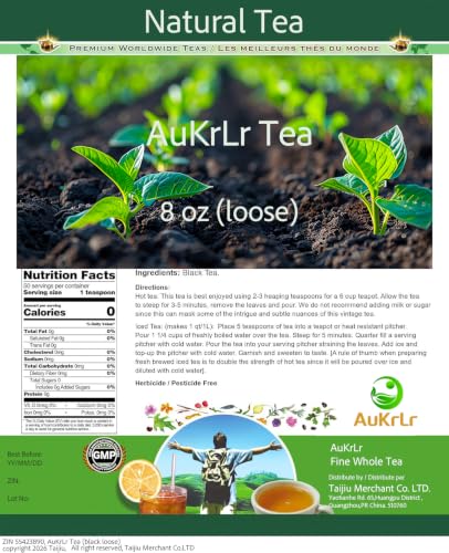 AuKrLr Premium Black Loose Leaf Tea, 8 oz Pack