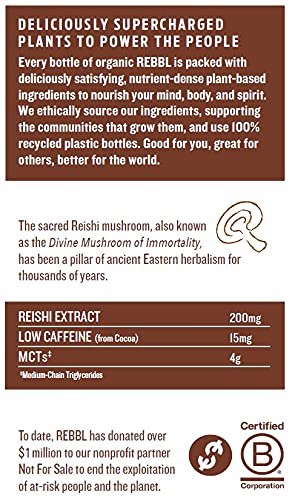 REBBL Reishi Chocolate Plant-Based Immunity Elixir, 12-Pack