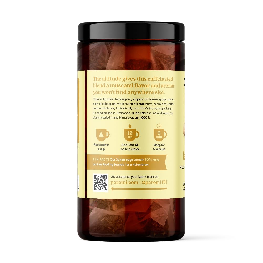 Paromi Organic Lemon Ginger Oolong Tea, 15 Count, 6-Pack