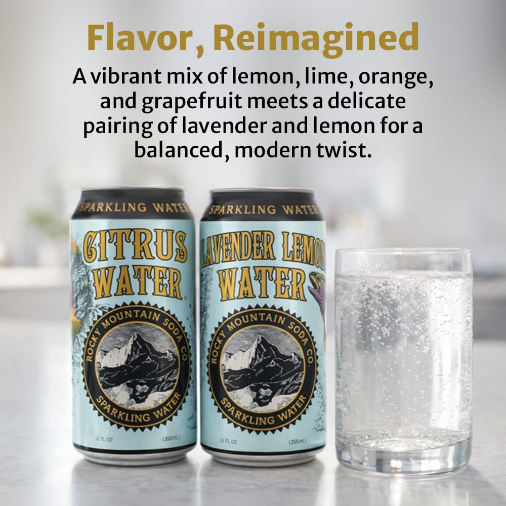 Rocky Mountain Flavored Sparkling Water, 12 oz Cans, 24-Pack