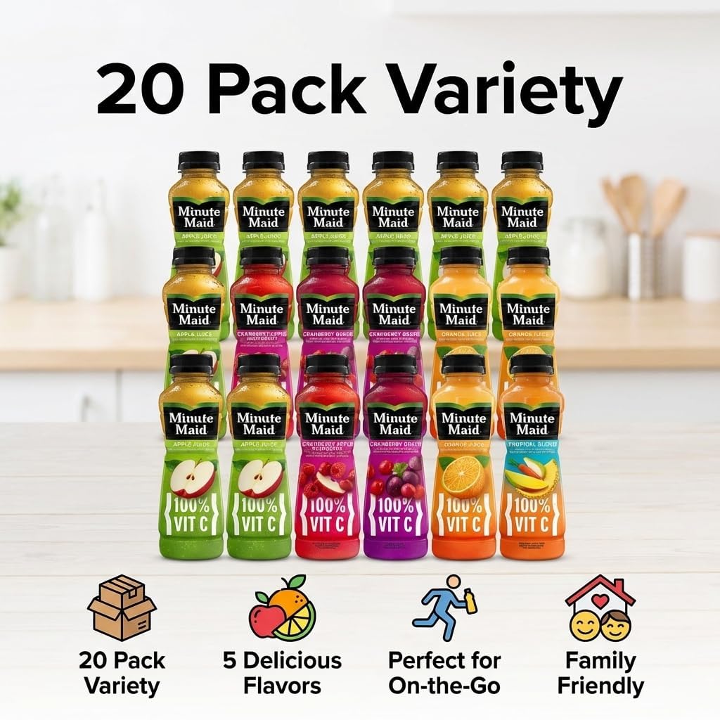 Minute Maid Juice-To-Go Variety Pack, 12 oz Bottles, 20-Pack