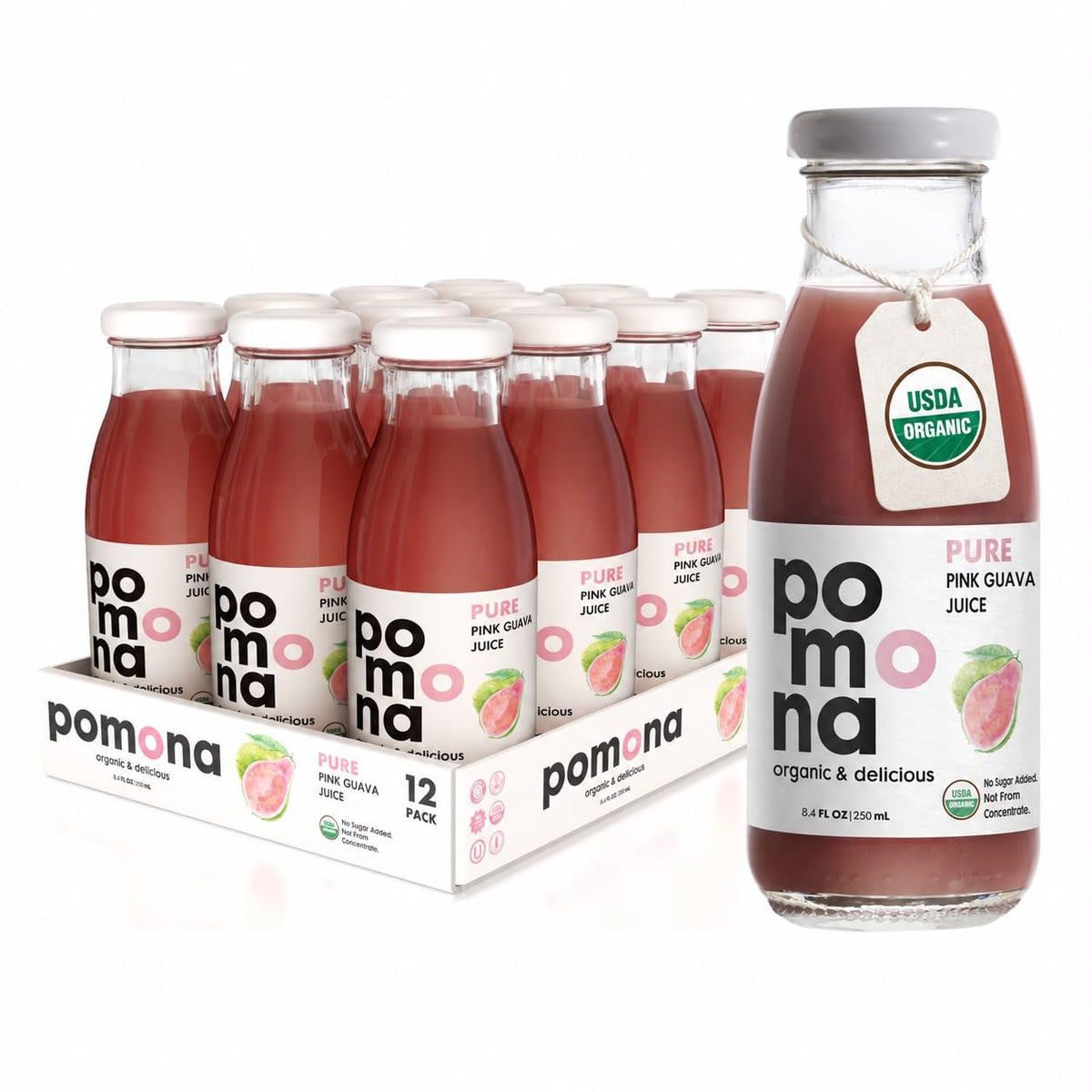 Pomona Organic Cold-Pressed Pure Juice, 8.4 oz, 12-Pack