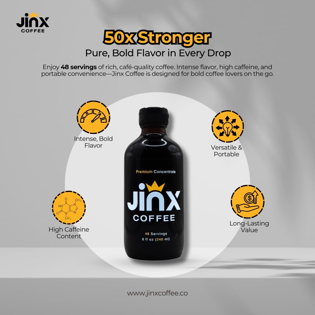 Jinx Strong Cold Brew Coffee Concentrate, 48 Servings, 2-Pack