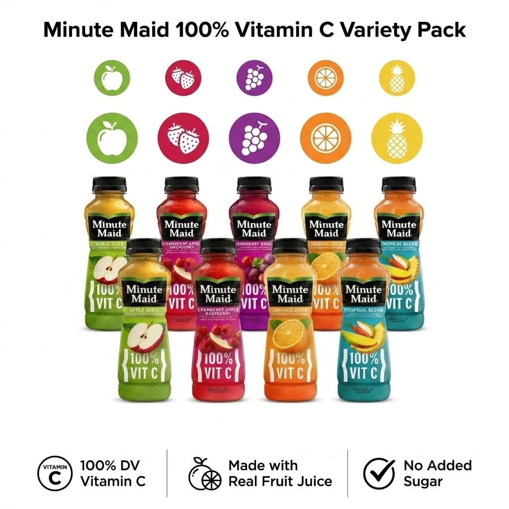 Minute Maid Juice-To-Go Variety Pack, 12 oz Bottles, 20-Pack