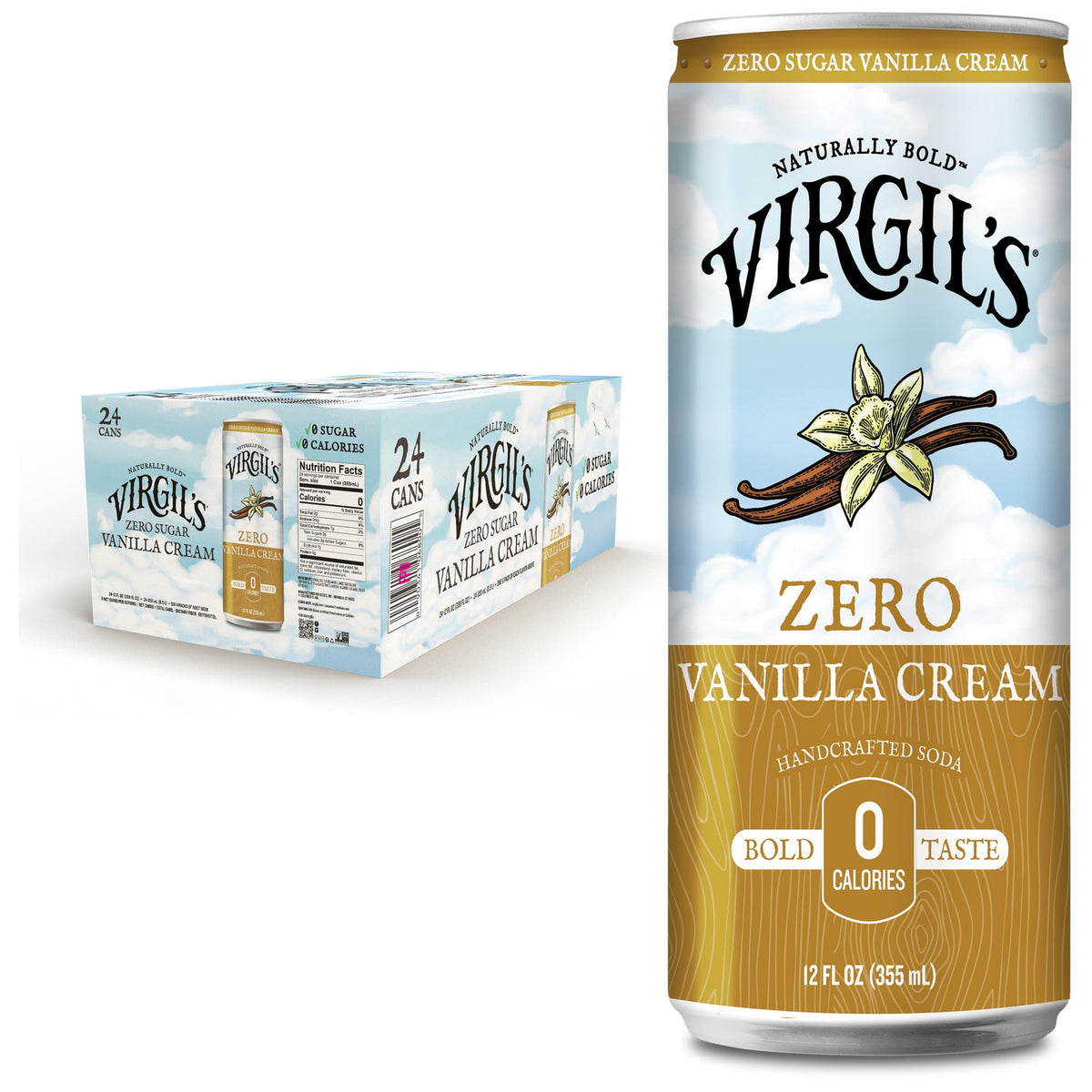Virgil's Zero Sugar Soda Slim Cans, 24-Pack