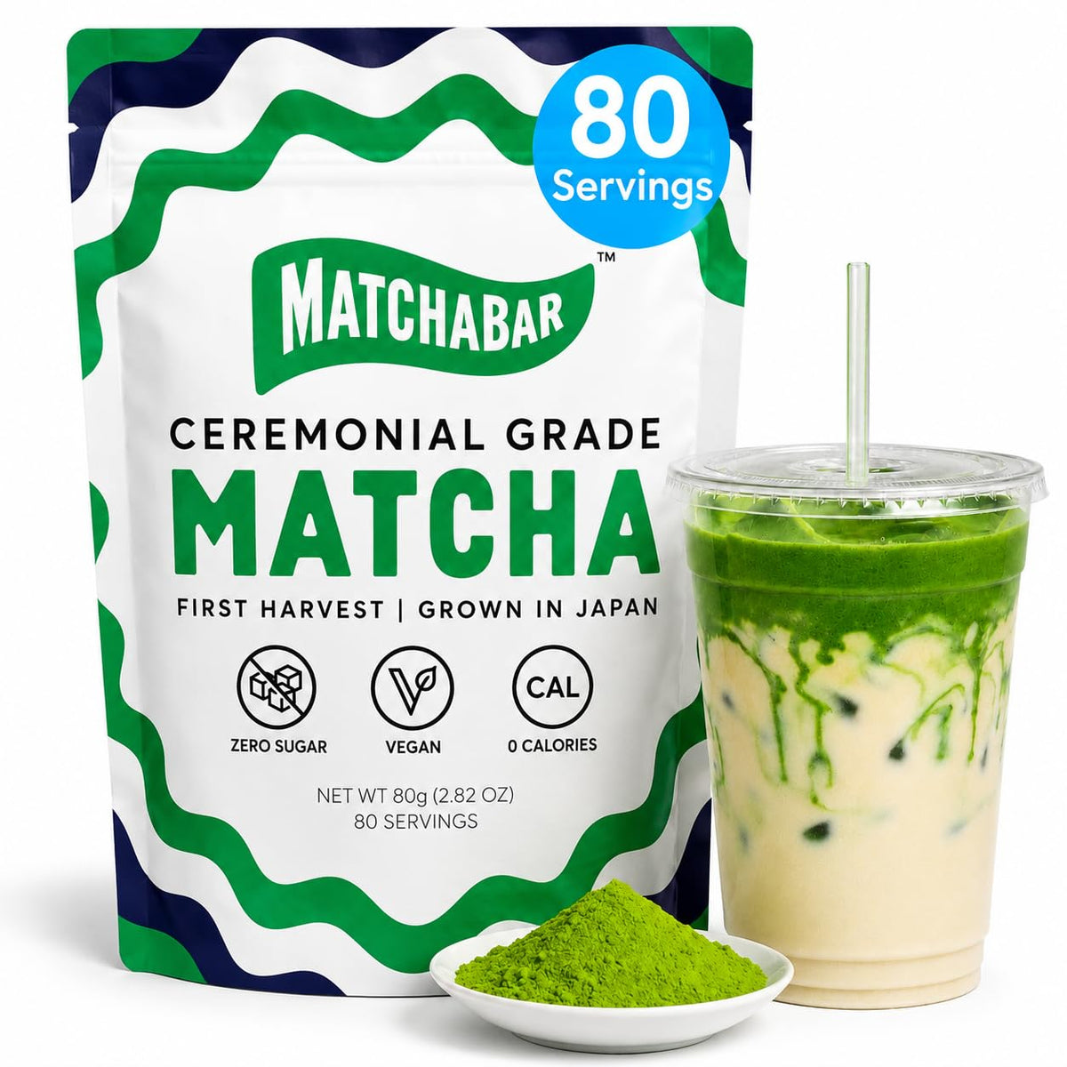 Matcha Bar Ceremonial Grade Japanese Matcha Powder, Zero Sugar