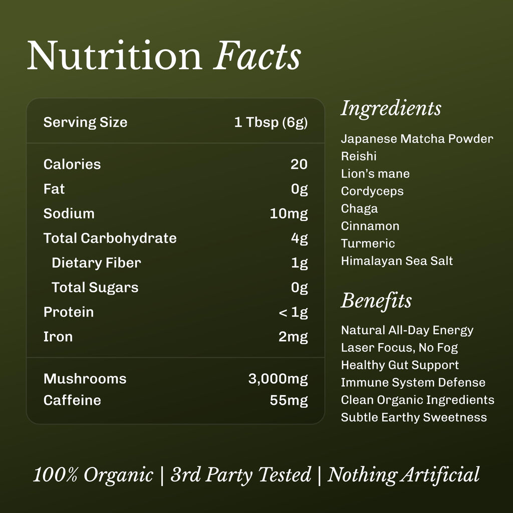 MUDWTR Organic Mushroom Matcha Powder with Adaptogens