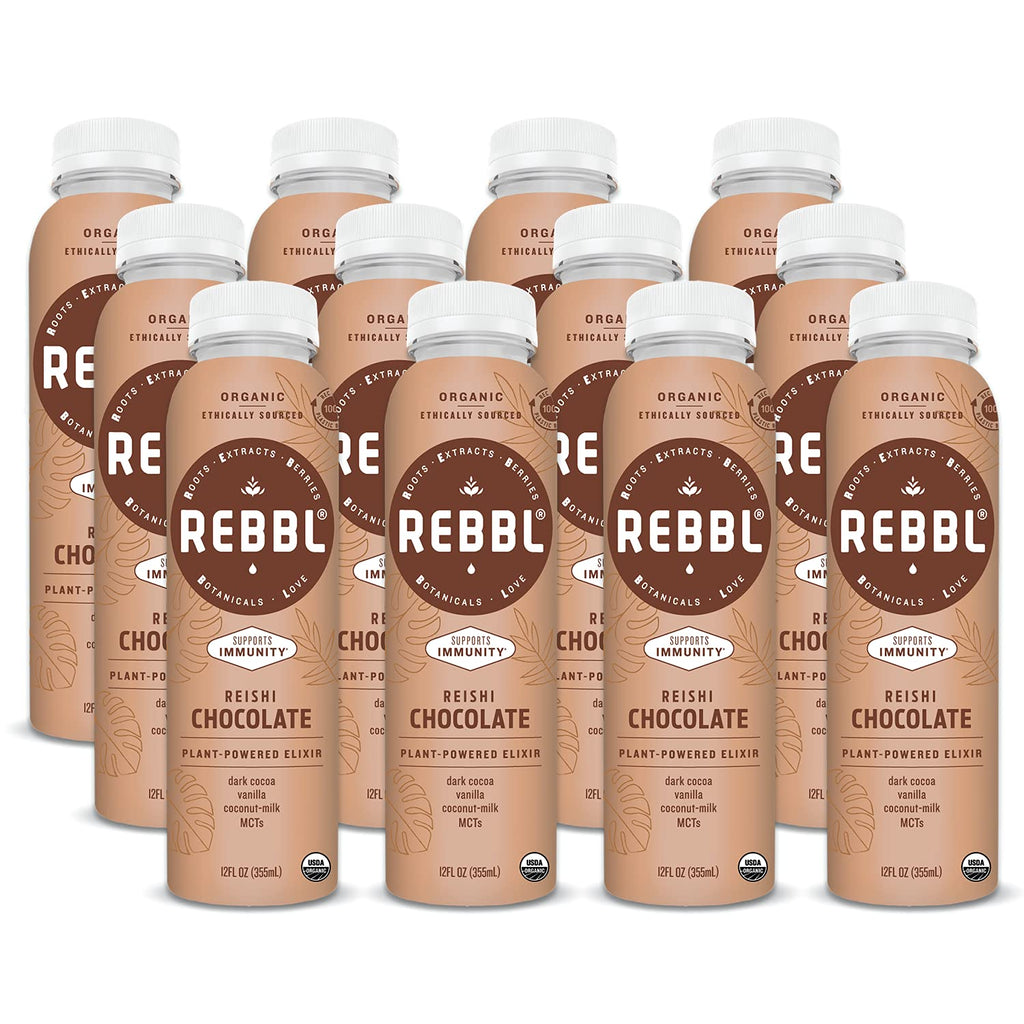 REBBL Reishi Chocolate Plant-Based Immunity Elixir, 12-Pack