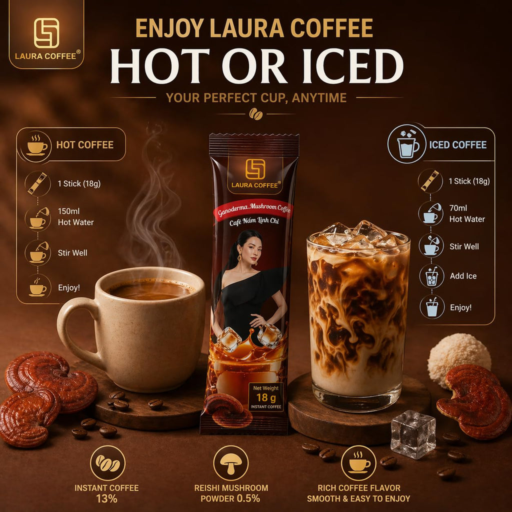 Laura Ganoderma Reishi 3-in-1 Instant Coffee Mix, 10 Sachets