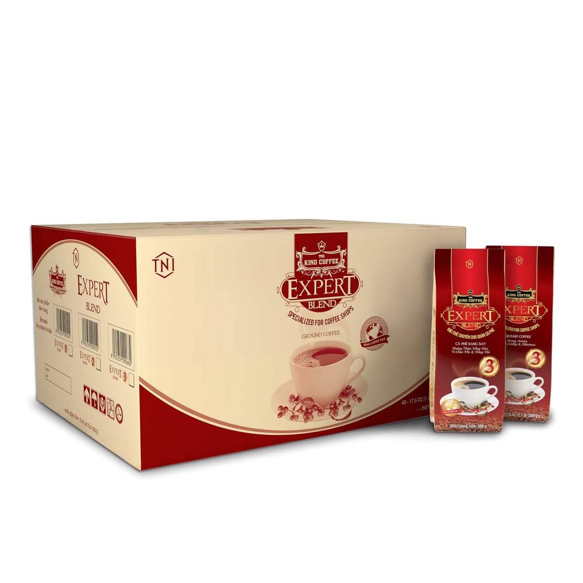 TNI King Coffee Expert Blend #3 Ground Coffee, 500g, 40 Bags