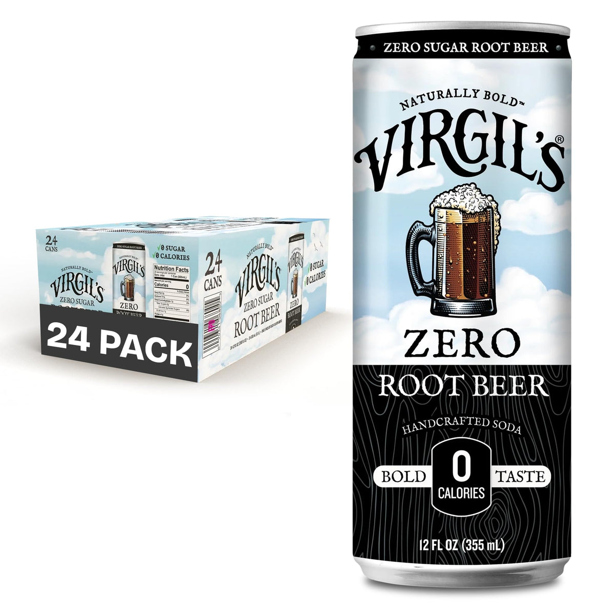 Virgil's Zero Sugar Soda Slim Cans, 24-Pack