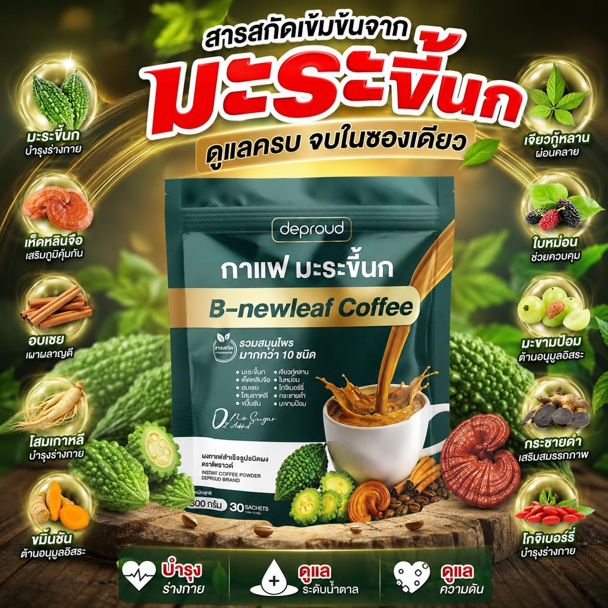 Bnewleafcoffee 13-in-1 Arabica Roasted Coffee Mix, 300g