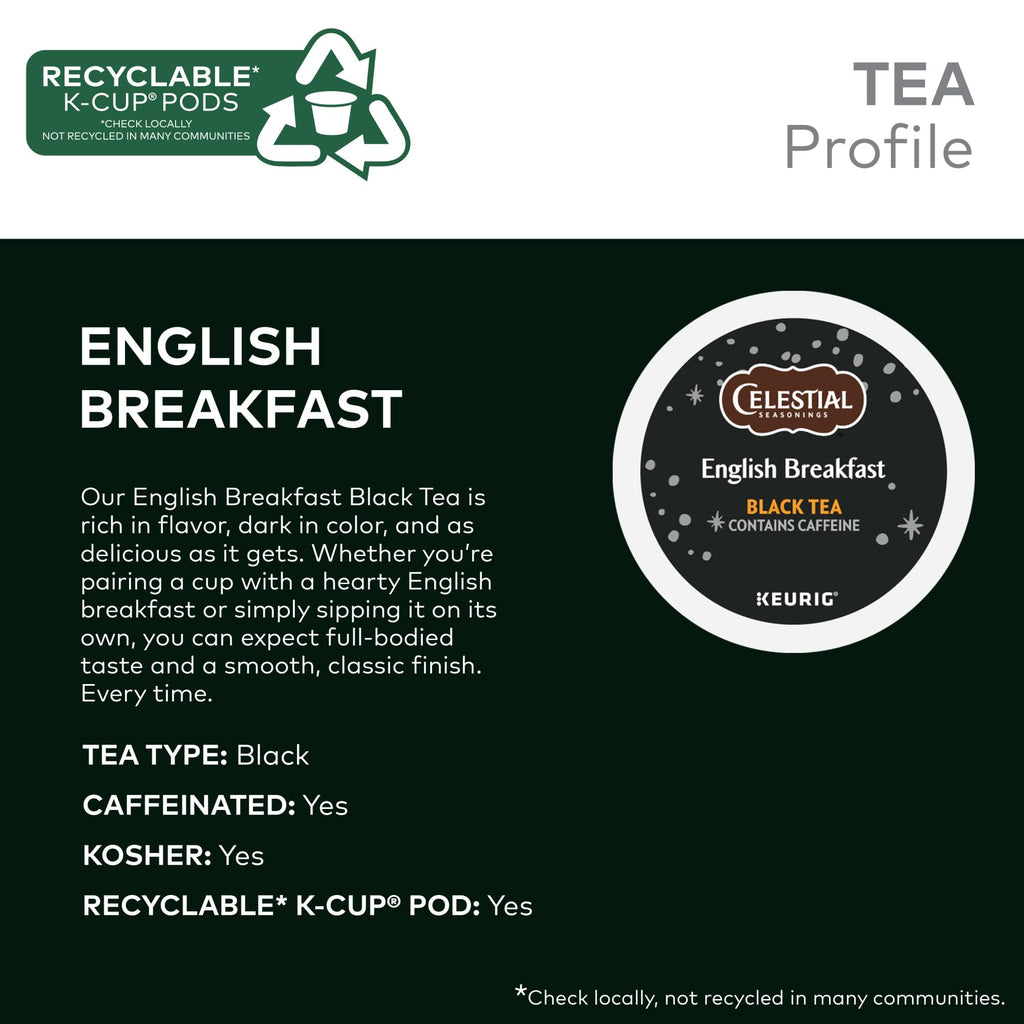 Celestial Seasonings English Breakfast Tea K-Cup Pods, 96 Count
