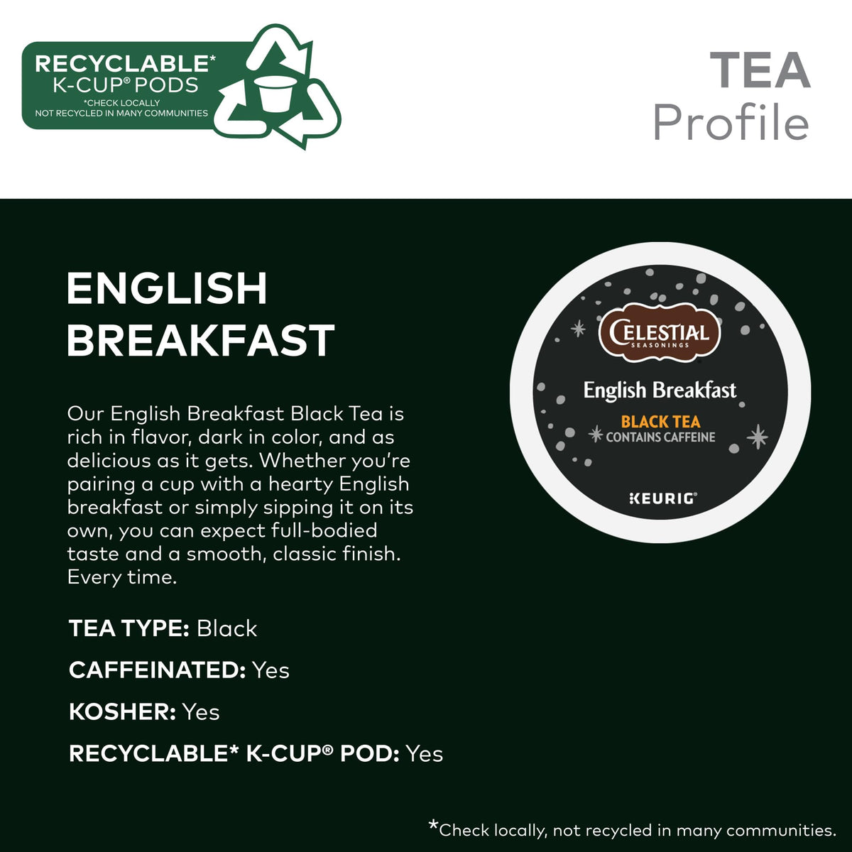 Celestial Seasonings English Breakfast Tea K-Cup Pods, 96 Count