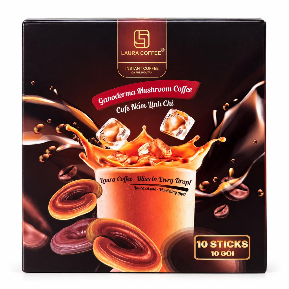 Laura Ganoderma Reishi 3-in-1 Instant Coffee Mix, 10 Sachets