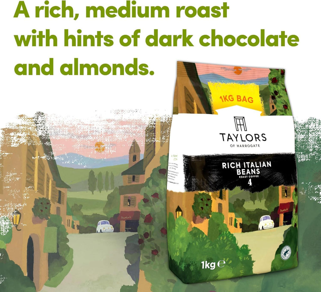 Taylors of Harrogate Rich Italian Coffee Beans, 1kg, 2-Pack
