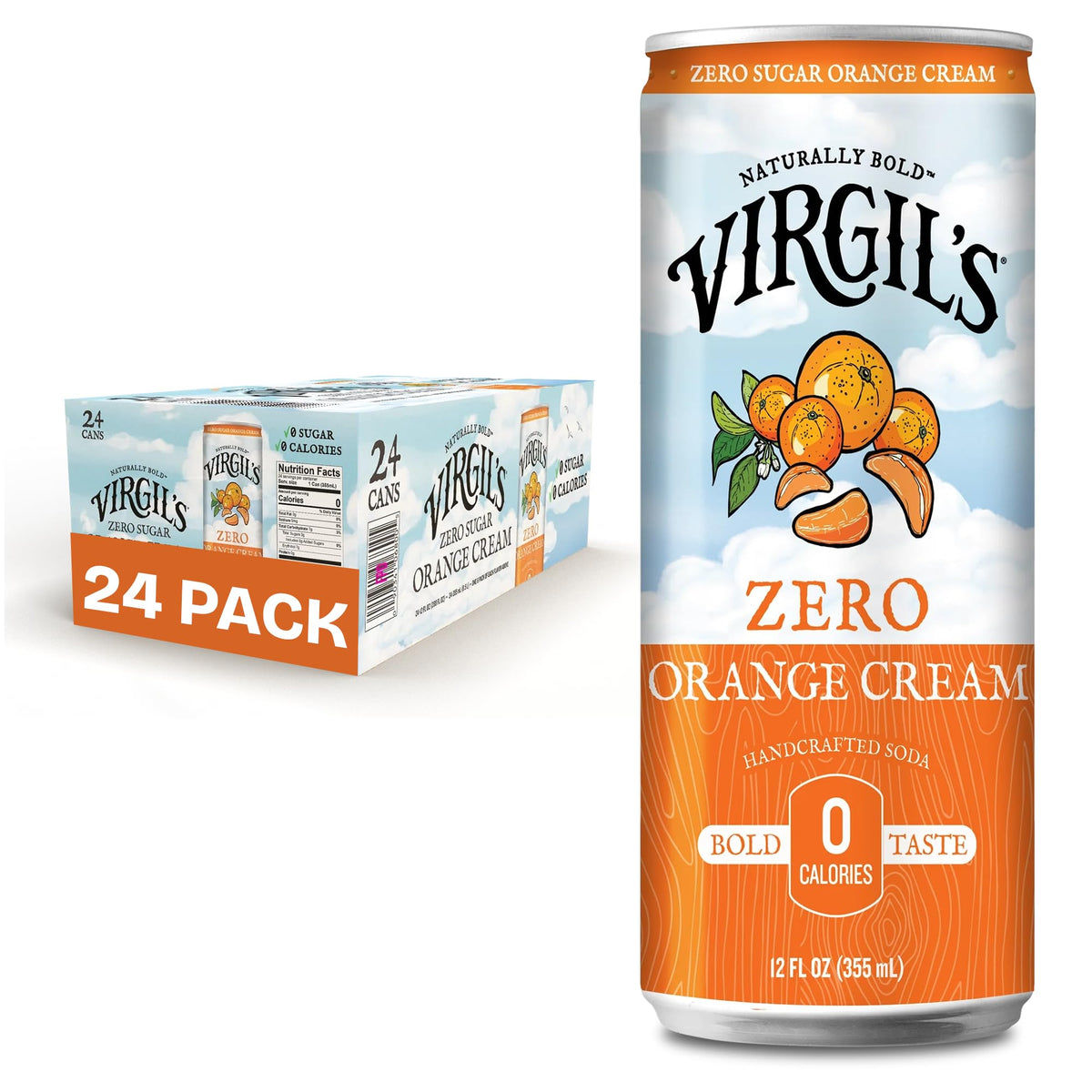 Virgil's Zero Sugar Soda Slim Cans, 24-Pack