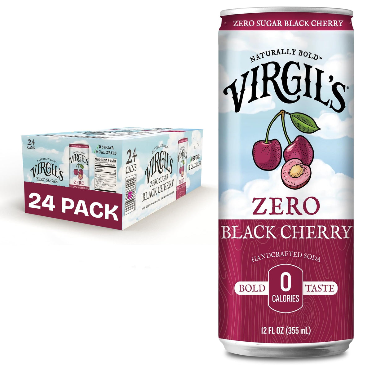Virgil's Zero Sugar Soda Slim Cans, 24-Pack