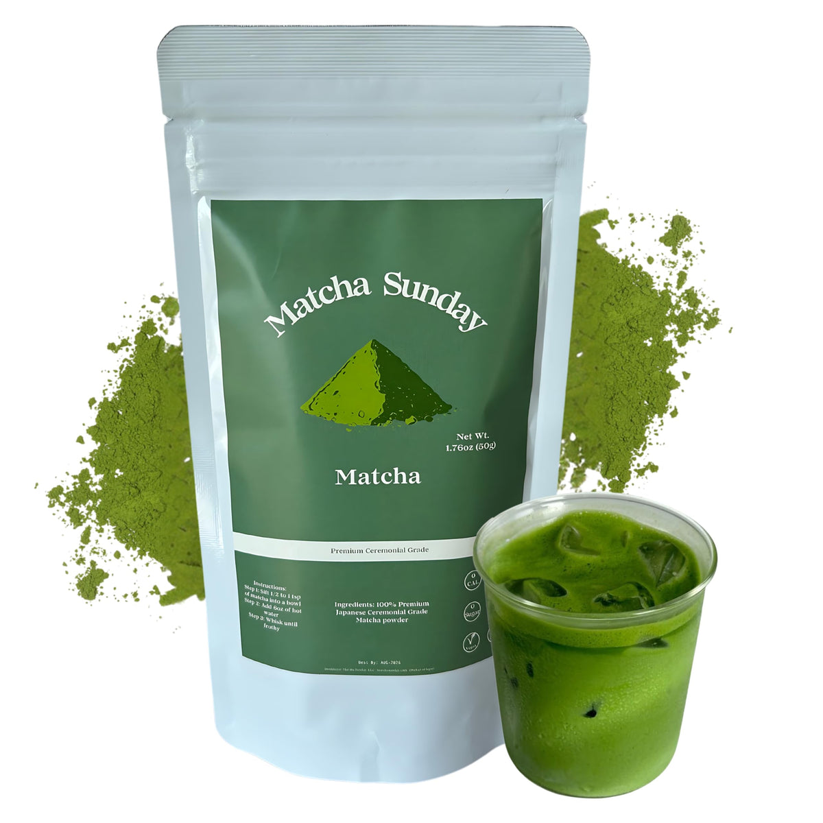 Matcha Sunday Ceremonial Grade Matcha Powder, 50g
