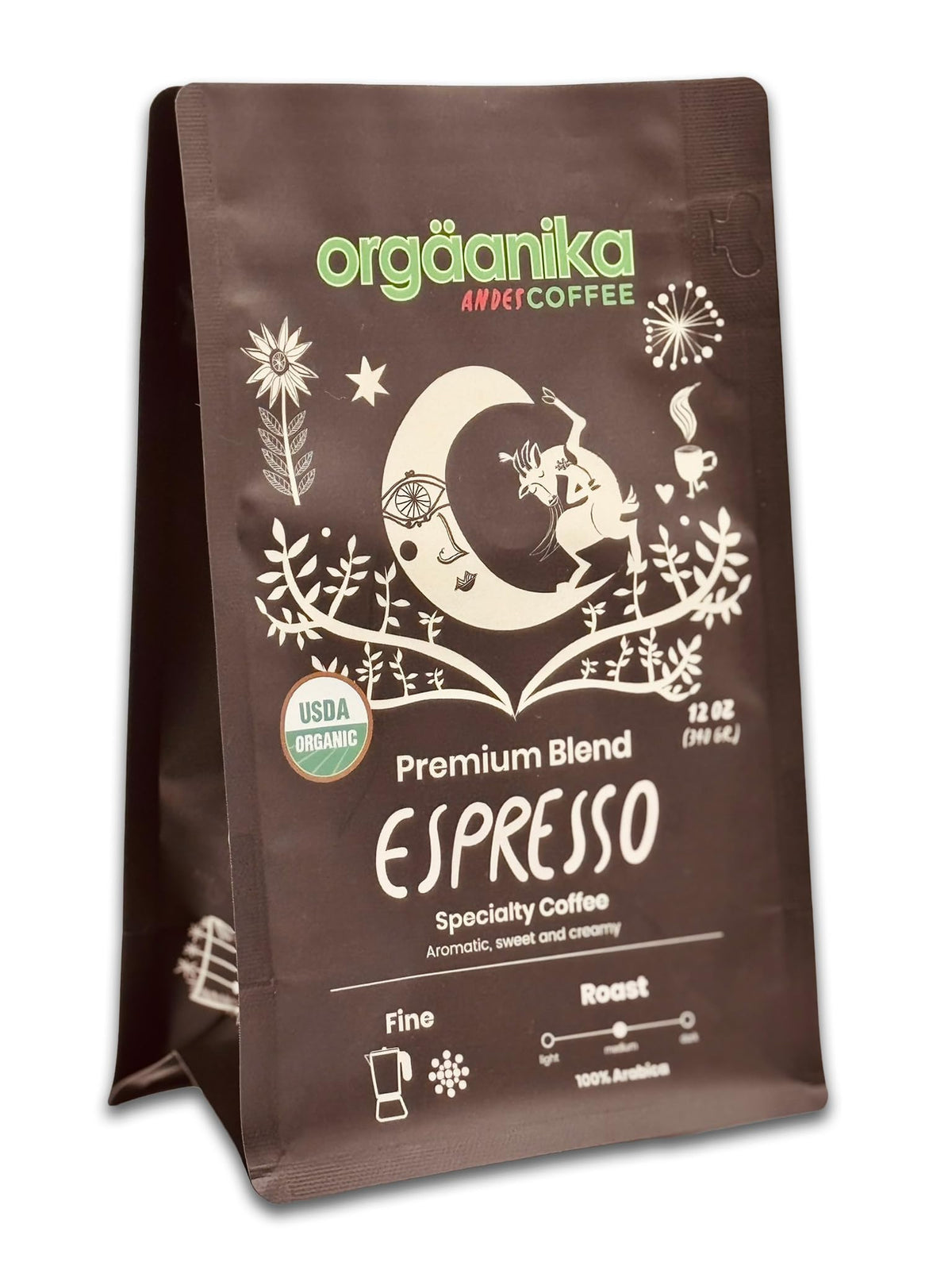 Orgaanika Andes Organic Espresso Blend, Medium Roast, 12 oz