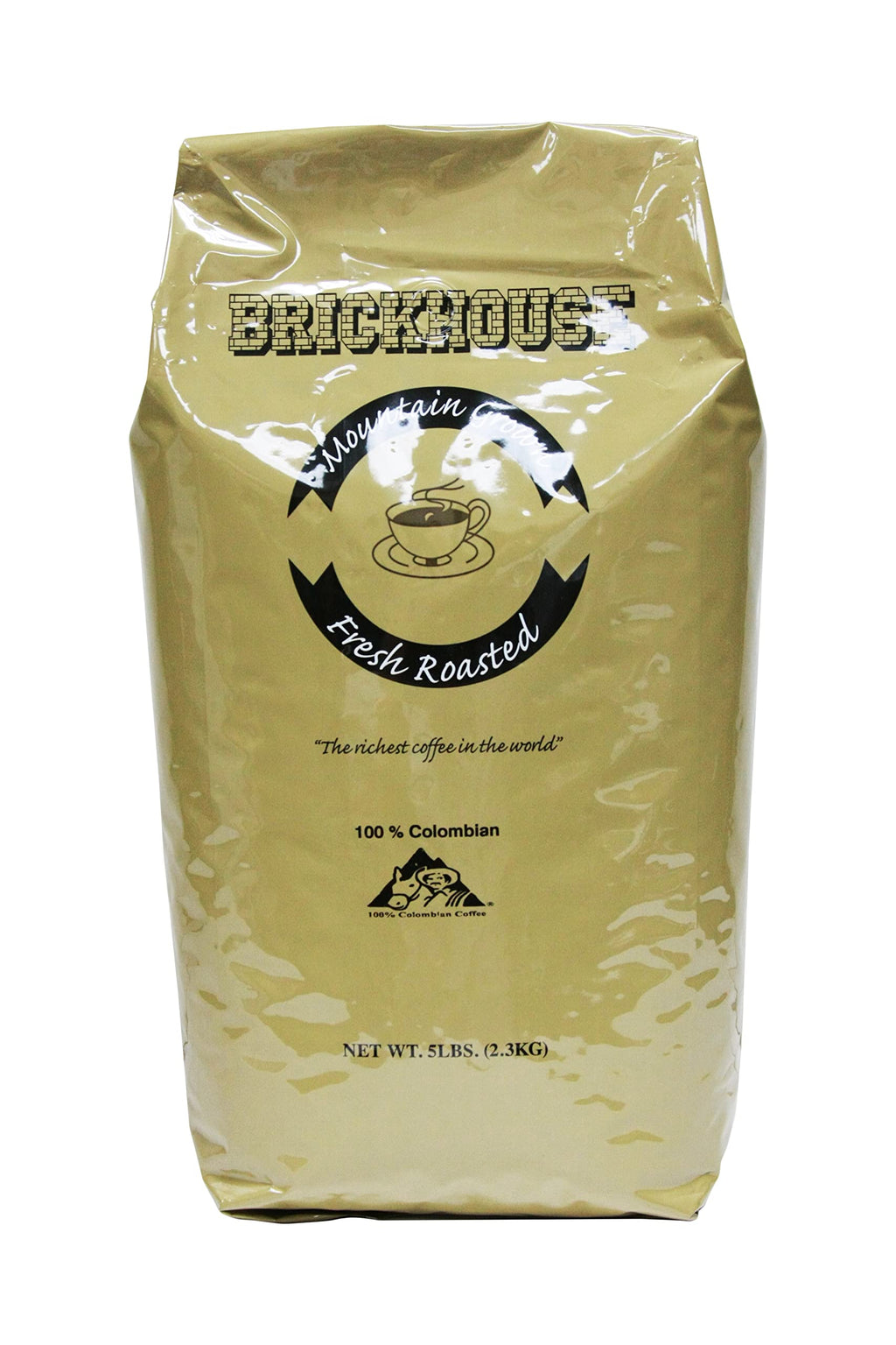 Brickhouse 100% Colombian Whole Bean Coffee, Medium Roast, 5 lb