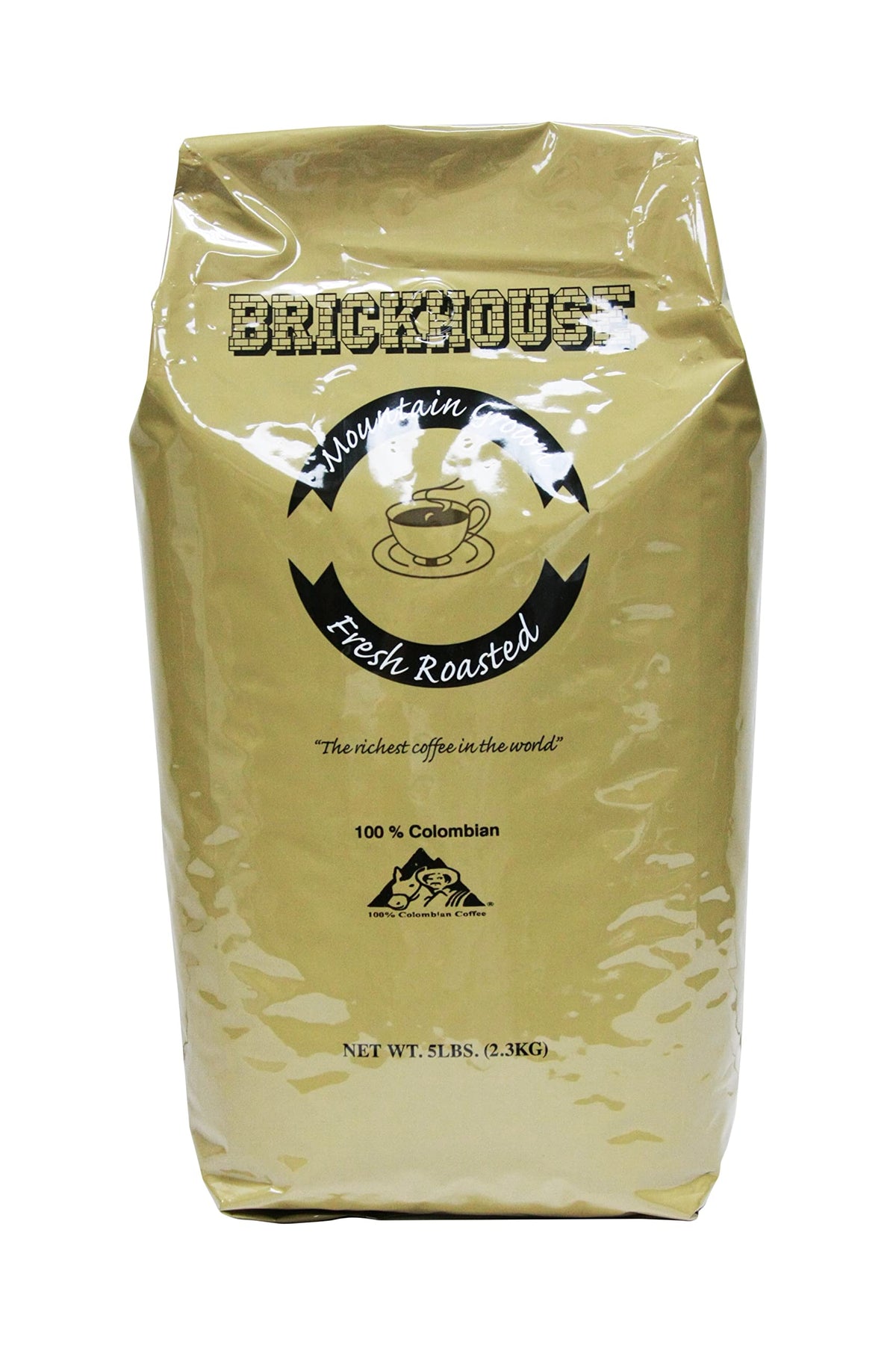 Brickhouse 100% Colombian Whole Bean Coffee, Medium Roast, 5 lb