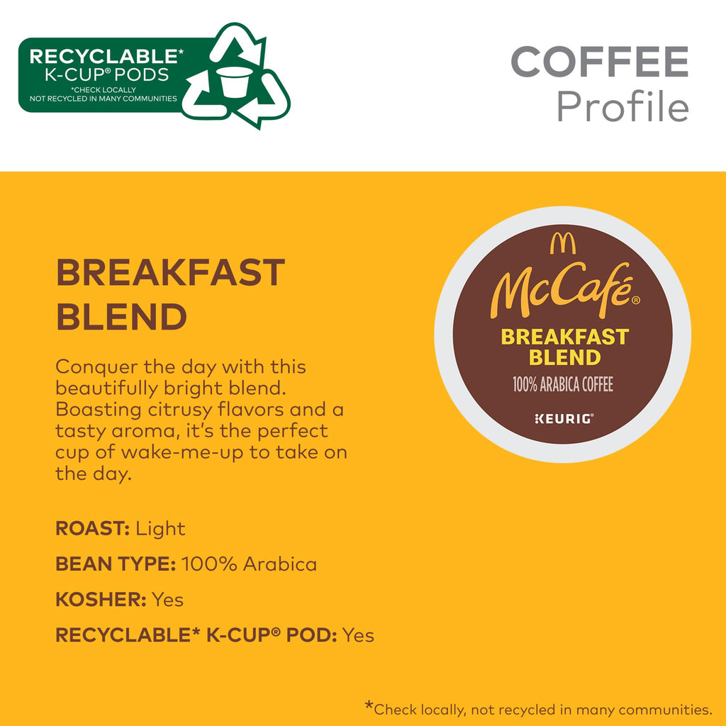 McCafe Breakfast Blend Light Roast K-Cup Pods, 96 Count