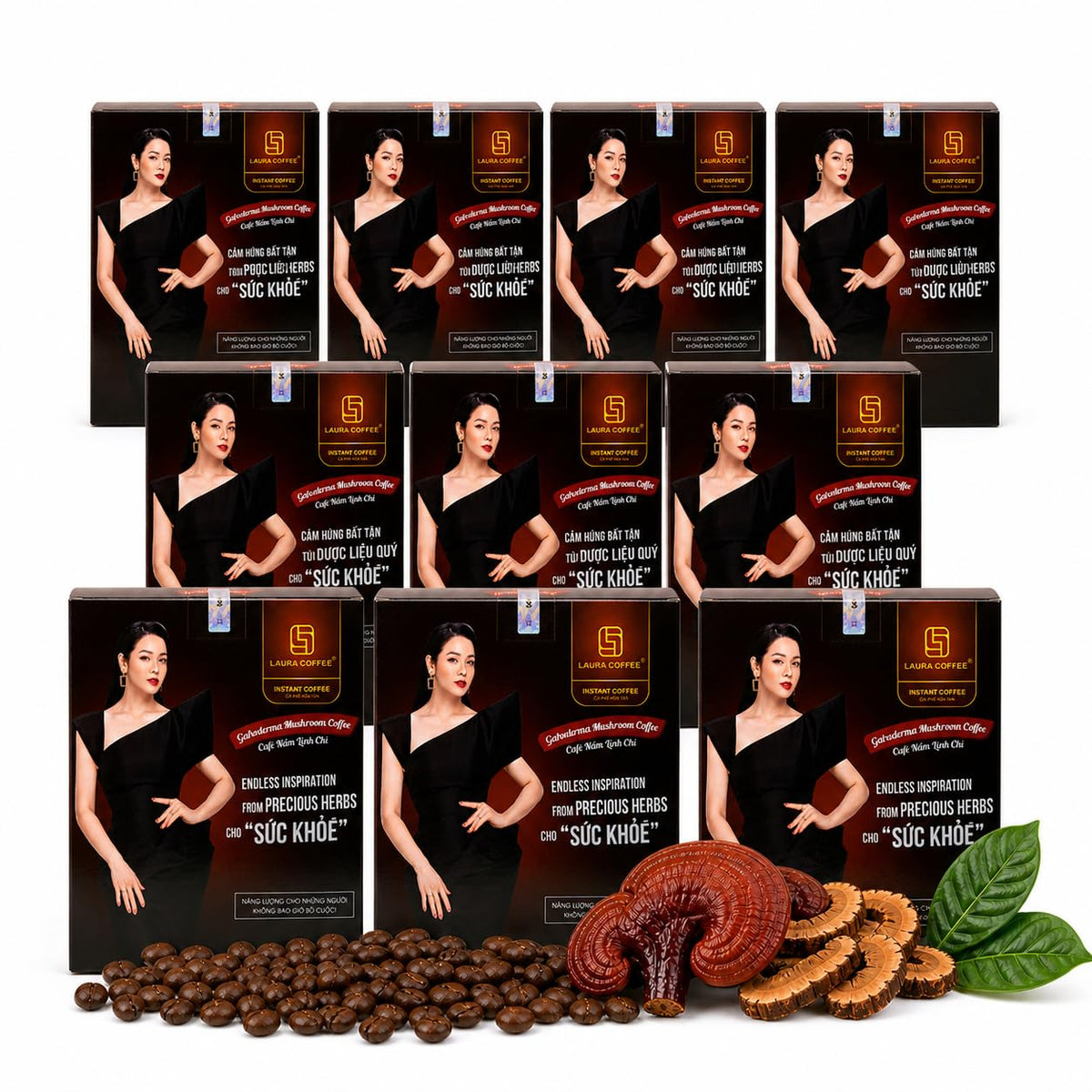 Laura Ganoderma Reishi 3-in-1 Instant Coffee Mix, 10 Sachets