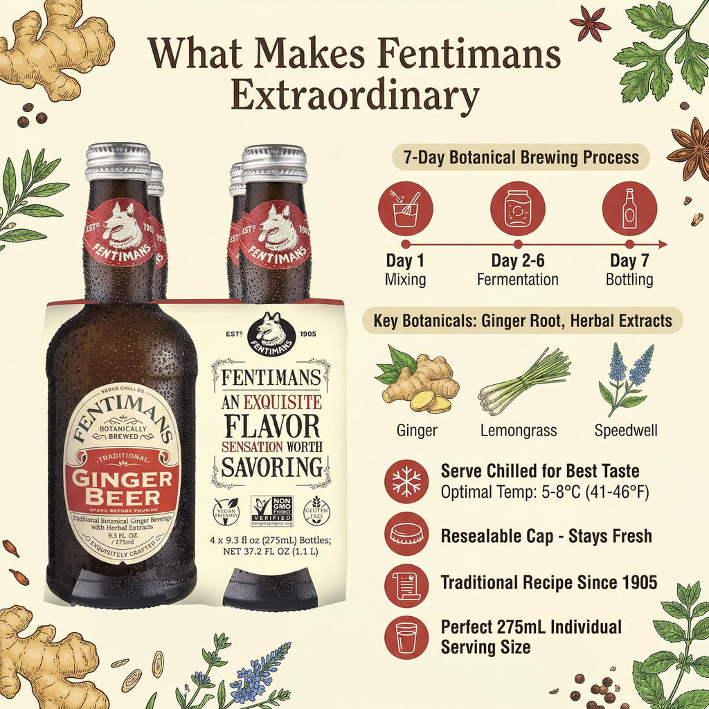 Fentimans Ginger Beer, 9.3 fl oz Bottles, 6-Pack