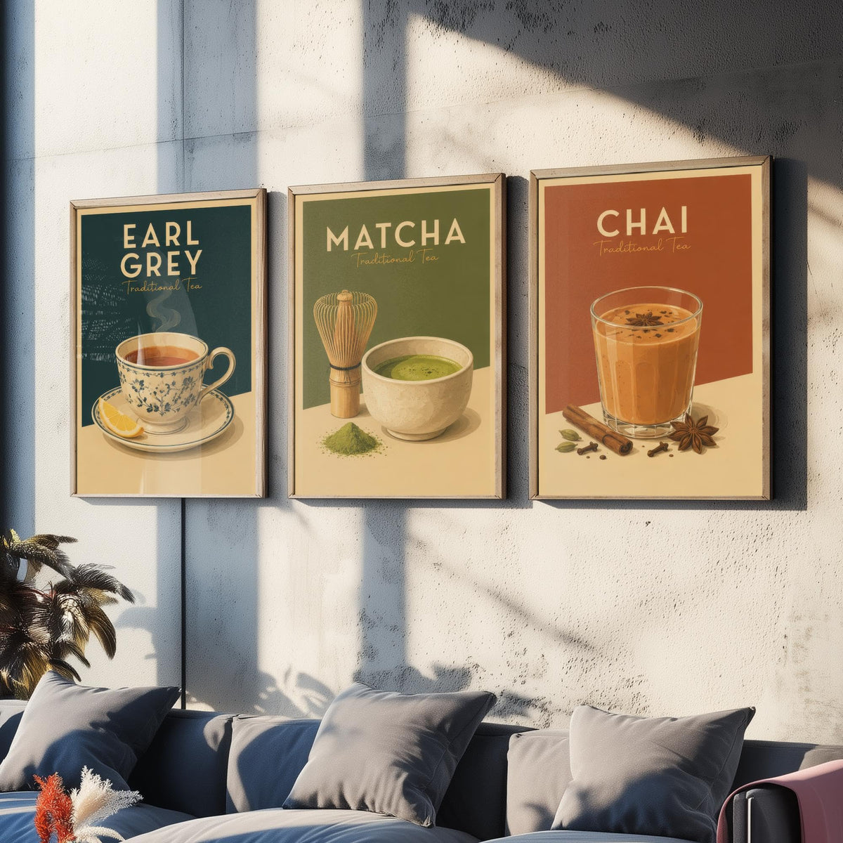 Vintage Tea & Coffee Art Prints Set, Unframed Wall Decor