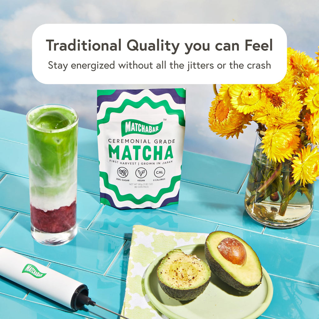 Matcha Bar Ceremonial Grade Japanese Matcha Powder, Zero Sugar