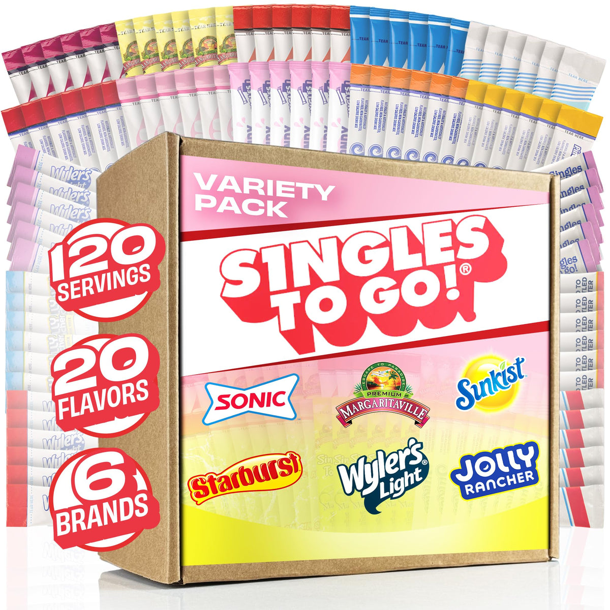 Singles To Go! Sugar-Free Drink Mix Variety Pack, 120 Packets