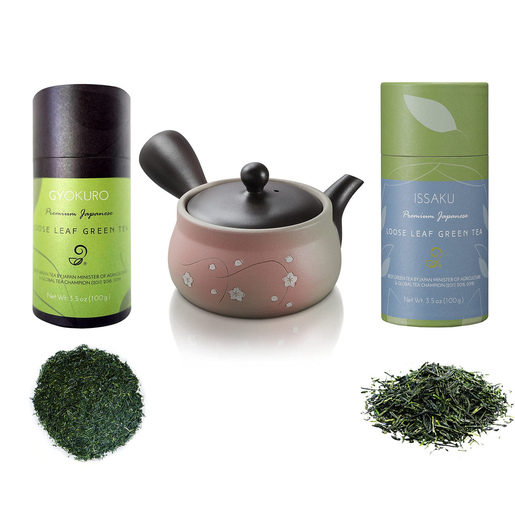 Japanese Green Tea Co Gyokuro & Issaku Tea Set with Kyusu