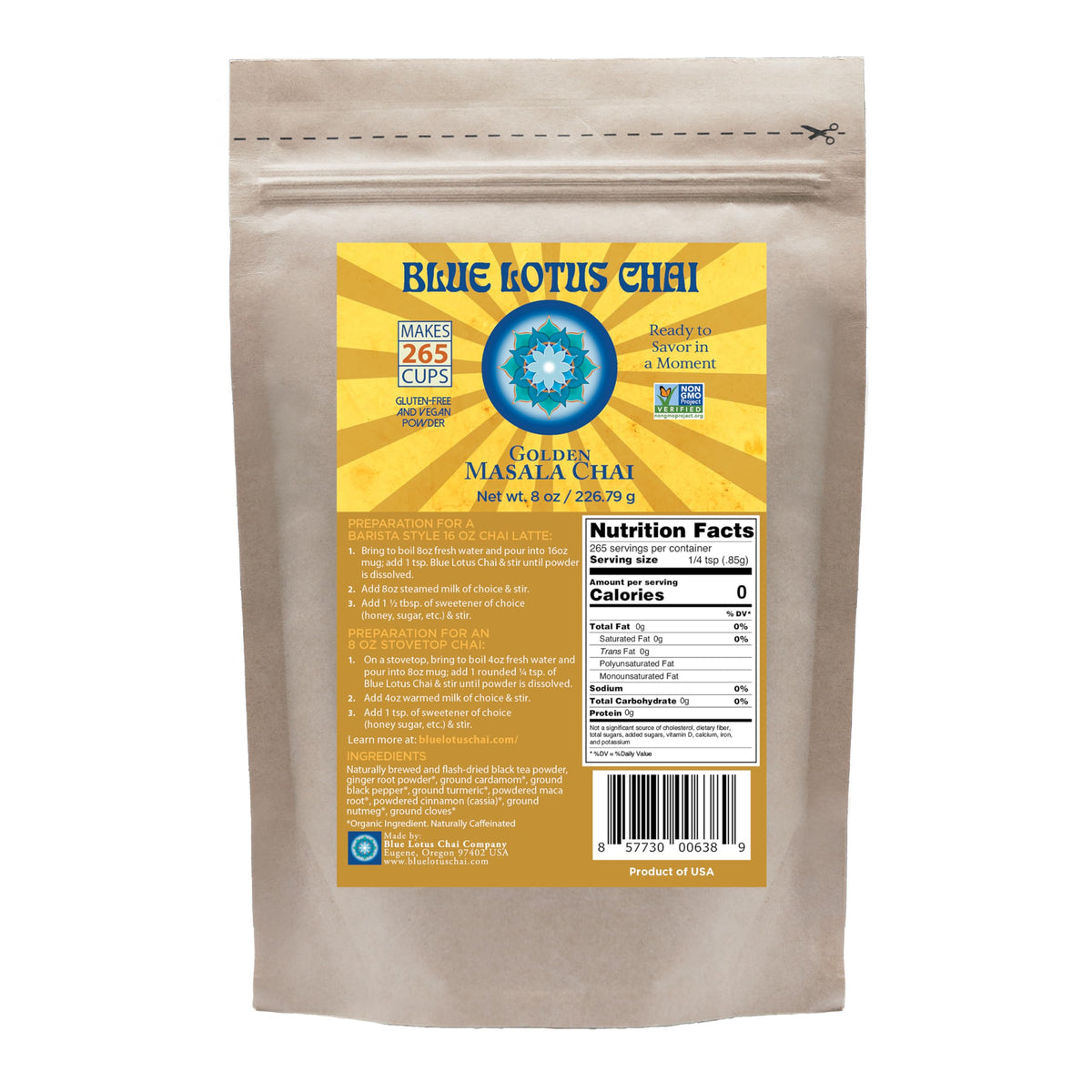 Blue Lotus Golden Masala Chai Tea Blend, Spiced Mix