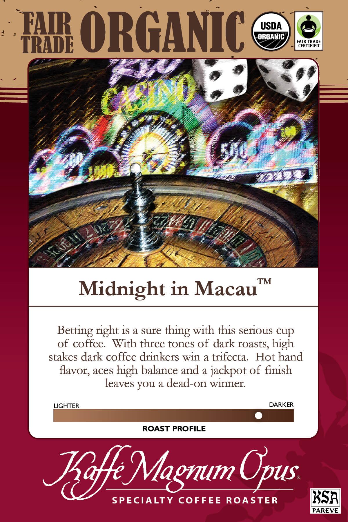 Kaffe Magnum Opus Midnight in Macau Dark Roast Coffee, 72-Pack