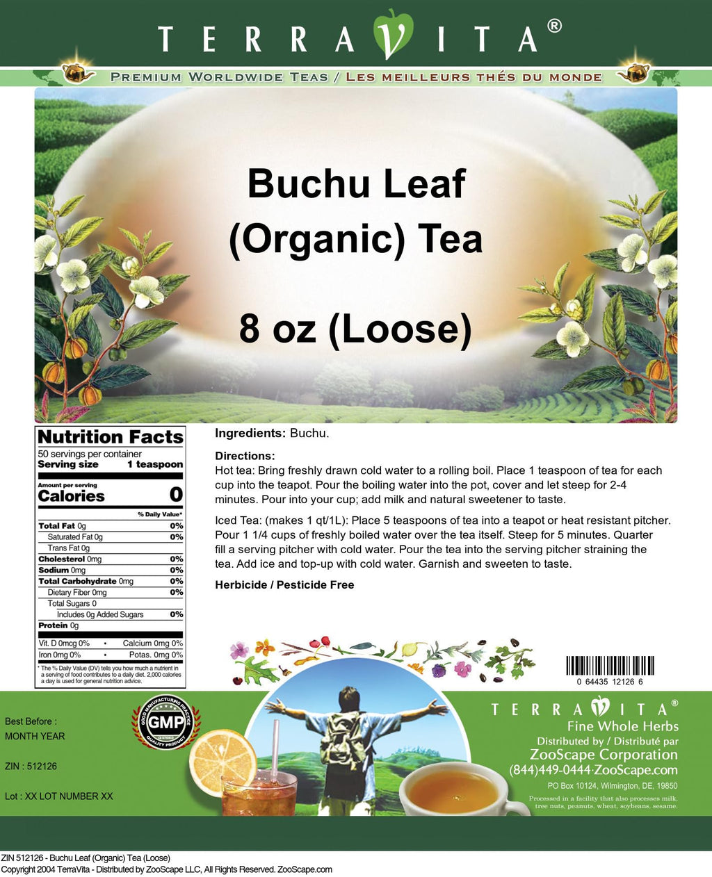 Organic Buchu Leaf Loose Herbal Tea, 8 oz Pack