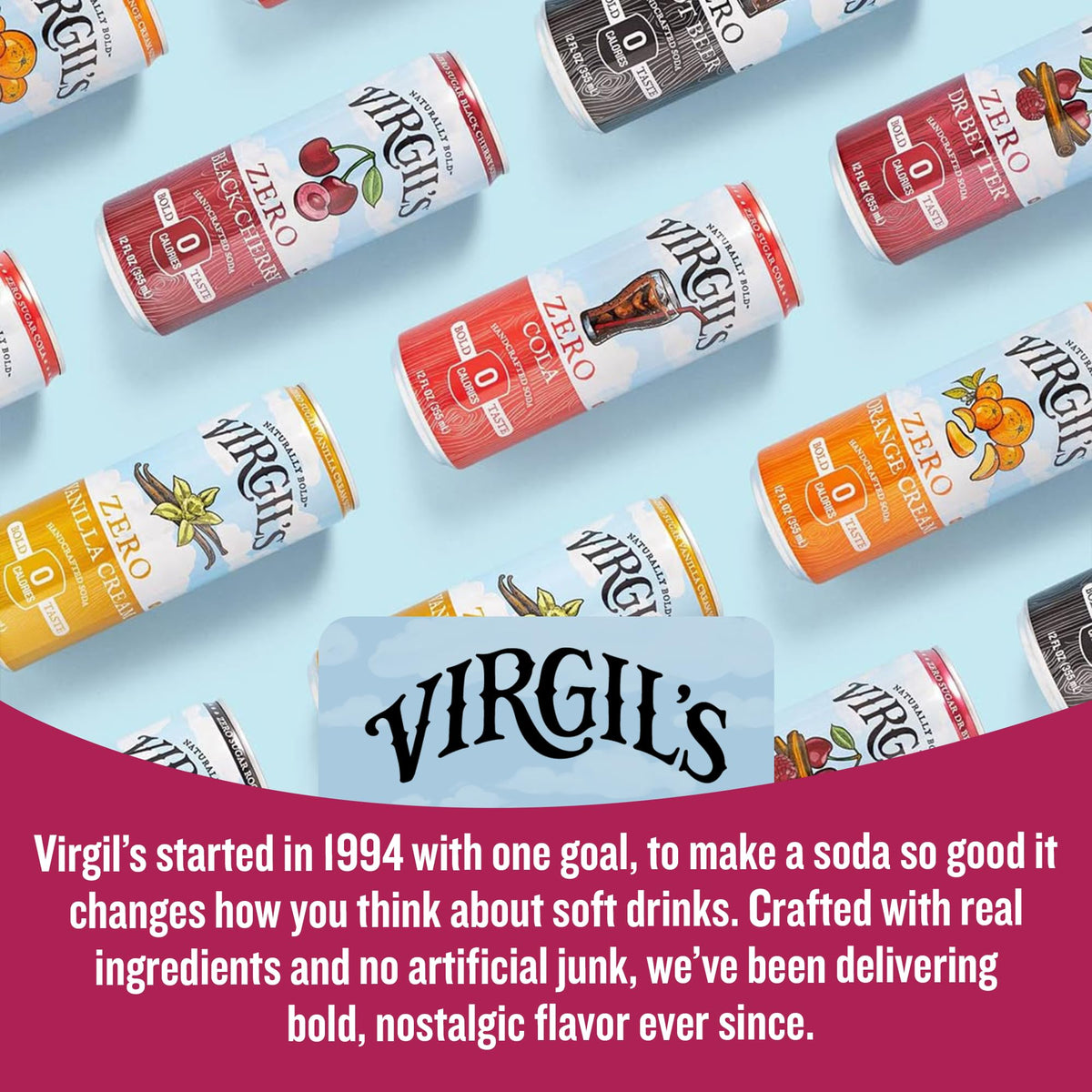 Virgil's Zero Sugar Soda Slim Cans, 24-Pack