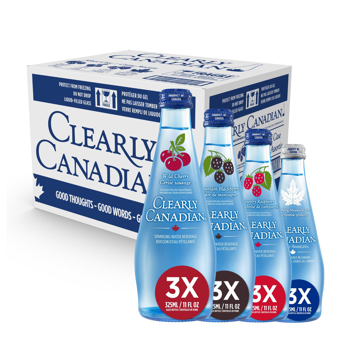 Clearly Canadian Sparkling Flavored Water, 11 oz Bottles
