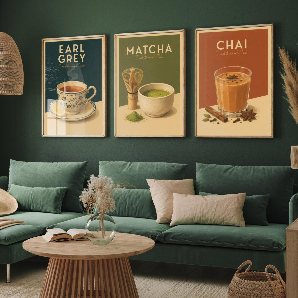 Vintage Tea & Coffee Art Prints Set, Unframed Wall Decor
