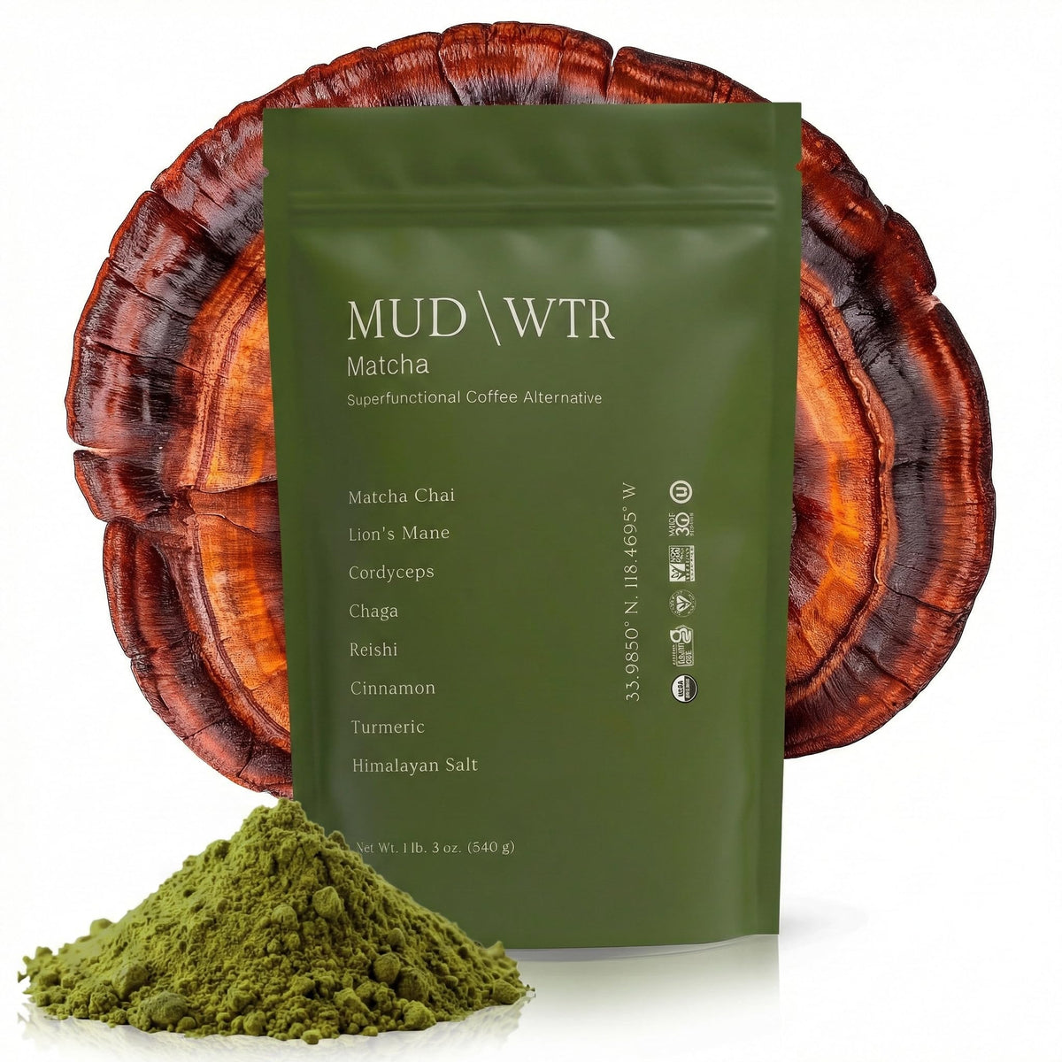 MUDWTR Organic Mushroom Matcha Powder with Adaptogens