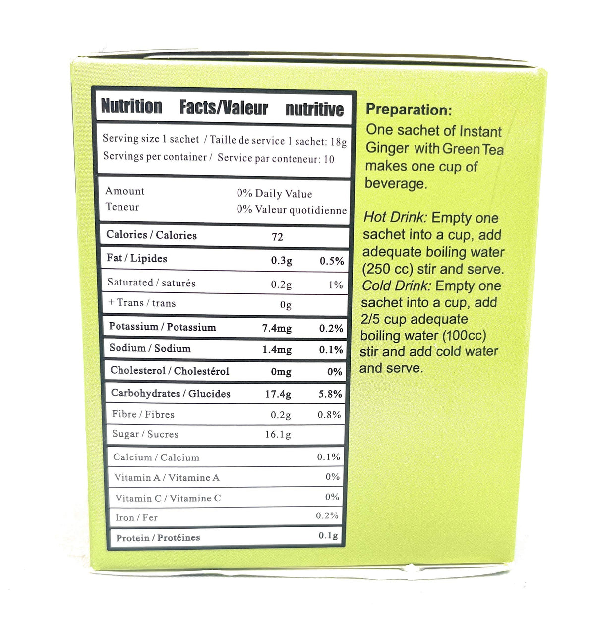 Nirwana Ginger Green Tea Instant Mix, 10 Sachets, 24 Boxes
